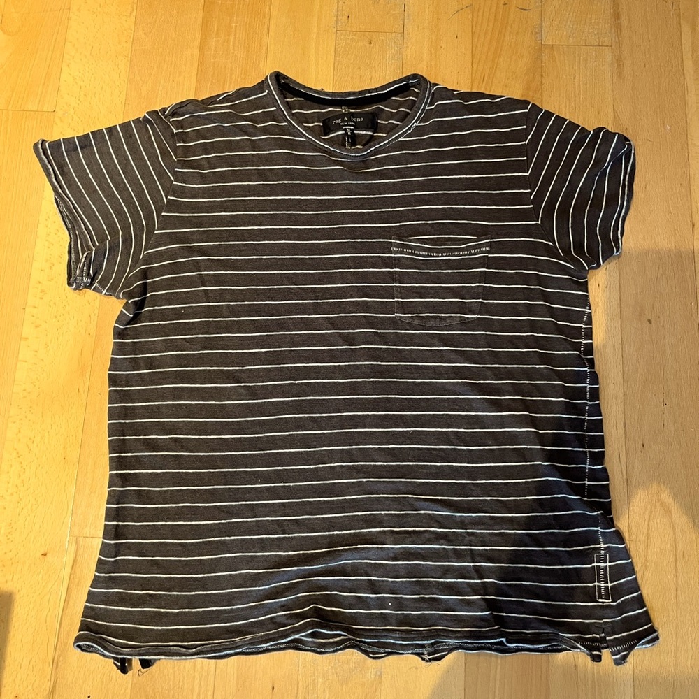 Rag & Bone Stripe Owen Tee (Gray / white)